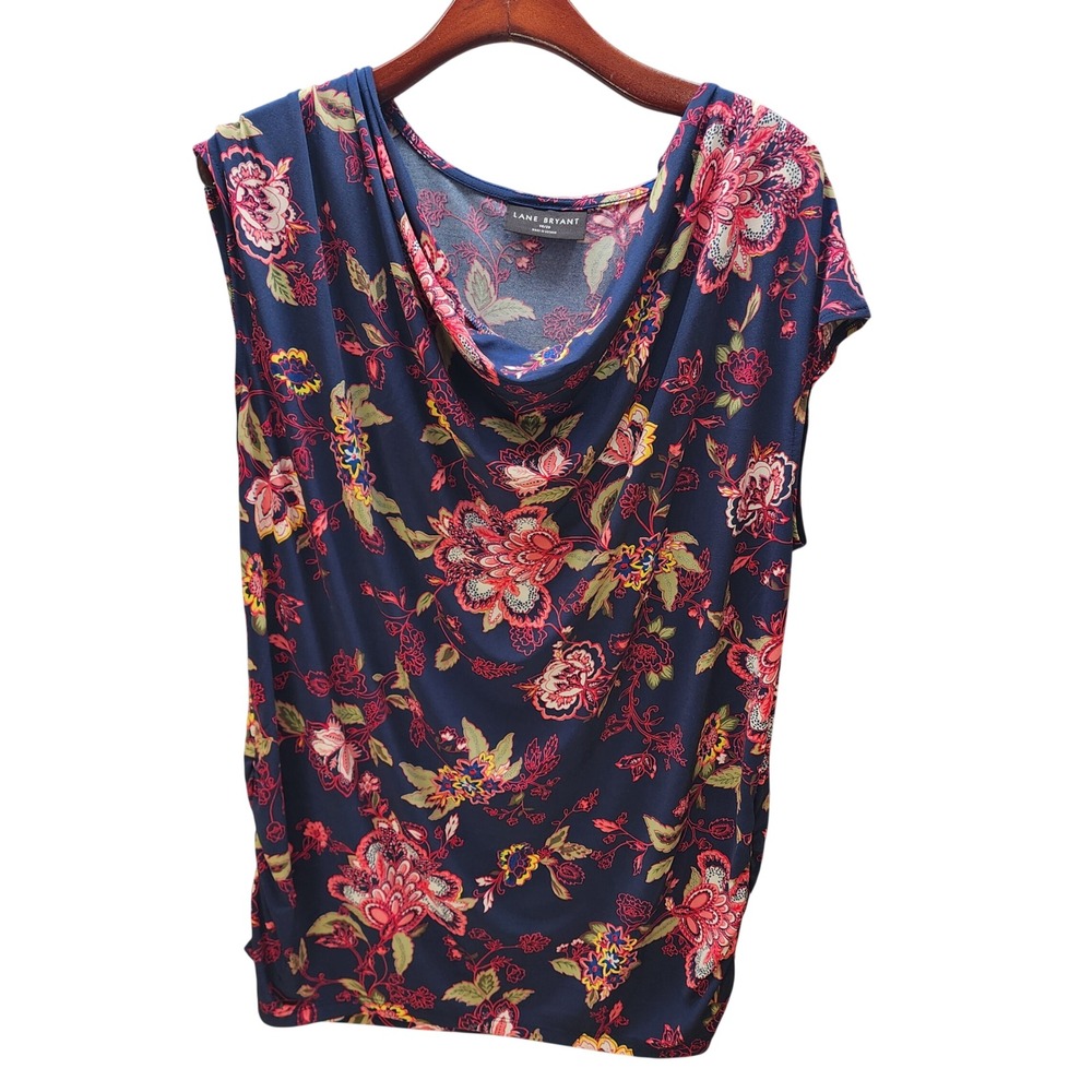 Lane Bryant Navy Floral Paisley Cowl Neck Sleeveless Top 18/20
